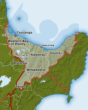 Map of Bay of Plenty region