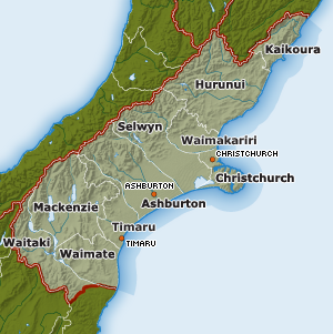 Map of Canterbury region