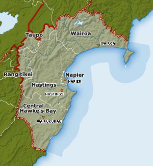 Map of Hawkes Bay region