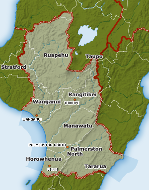 Map of Manawatu-Wanganui region
