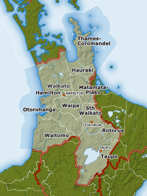 Map of Waikato region